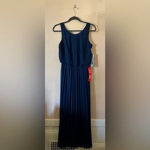 NWT Pompous Studio Sleeveless Navy Blue Pleated Maxi Dress 4